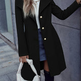 Long Overcoat Women with High Neck Collar and Tailored A Line Silhouette for Office Wear