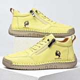 Lace-Up Sneakers with Side Zip and Stitched Sole