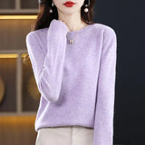 Crew Neck Knit Sweater with Long Sleeves and Ribbed Trim