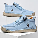 Lace-Up Sneakers with Side Zip and Stitched Sole