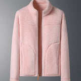 Fleece Zip-Front Jacket with Stand Collar