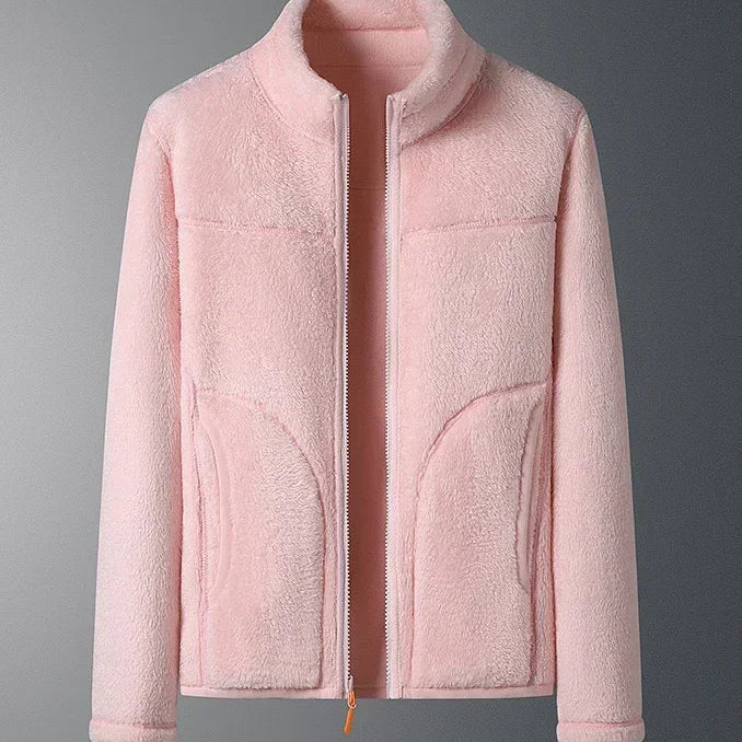 Fleece Zip-Front Jacket with Stand Collar