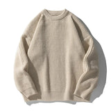 Men's Oversized Crew Neck Ribbed Knit Sweater