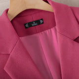 Double-Breasted Blazer Coat with Lapel Collar and Button Cuff