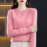 Crew Neck Knit Sweater with Long Sleeves and Ribbed Trim
