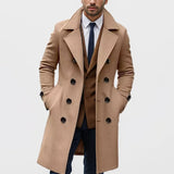 Tailored Wool Coat with Lapel Collar and Side Pockets