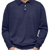 Fine Knit Polo Shirt with Long Sleeves and Point Collar