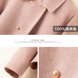 Cropped Double-Breasted Wool Coat with Flap Pockets