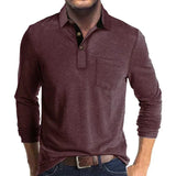 Collared Long Sleeve Polo Shirt with Button Front and Chest Pocket