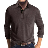 Collared Long Sleeve Polo Shirt with Button Front and Chest Pocket