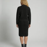 Ribbed Knit Mock Neck Sweater and Midi Skirt Set