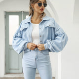 Cropped Corduroy Jacket with Chest Pockets