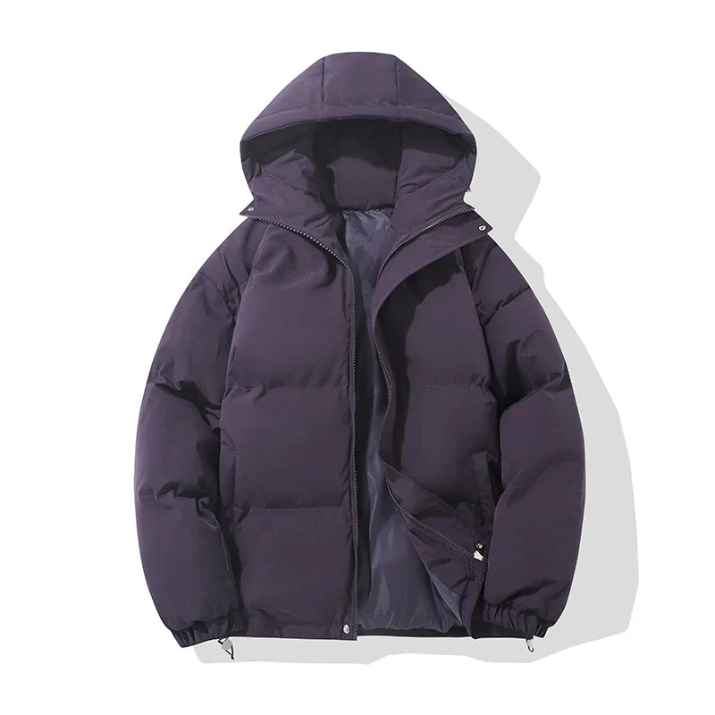 Oversized Cropped Puffer Jacket with Zip Front