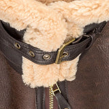 Leather Aviator Jacket with Faux Fur and Zip Front