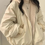 Oversized Hooded Jacket with Faux Fur and Zip Front