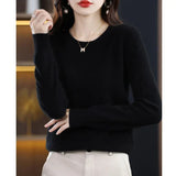 Crew Neck Knit Sweater with Long Sleeves and Ribbed Trim