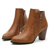 Ankle Boots with Chunky Heel and Side Zip