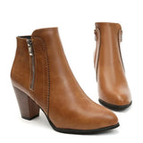 Ankle Boots with Chunky Heel and Side Zip