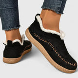 Faux Fur Slip-On Loafers with Round Toe