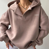 Oversized Hooded Pullover with V-Neck