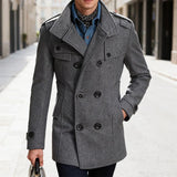 Tailored Double-Breasted Wool Coat with Side Pockets