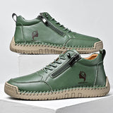 Lace-Up Sneakers with Side Zip and Stitched Sole