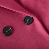 Double-Breasted Blazer Coat with Lapel Collar and Button Cuff