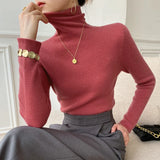 Long Sleeve Ribbed Turtleneck Knit Sweater