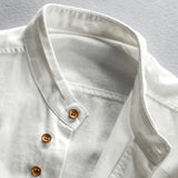 Mandarin Collar Shirt with Button Front and Long Sleeves