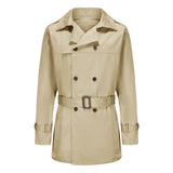 Belted Trench Coat with Double-Breasted Button Front
