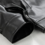 Oversized Point Collar Leather Jacket