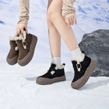 Fleece-Lined Ankle Boots with Buckle Strap and Platform Sole