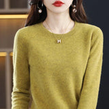 Crew Neck Knit Sweater with Long Sleeves and Ribbed Trim