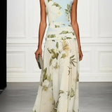 Floral A-Line Maxi Dress with Boat Neck