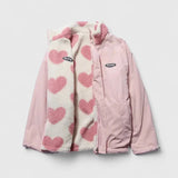 Sherpa-Lined Zip-Front Jacket with Heart Print