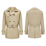 Belted Trench Coat with Double-Breasted Button Front