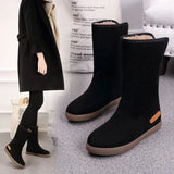 Suede Mid-Calf Boots with Round Toe