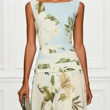Floral A-Line Maxi Dress with Boat Neck