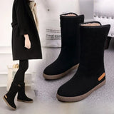 Suede Mid-Calf Boots with Round Toe