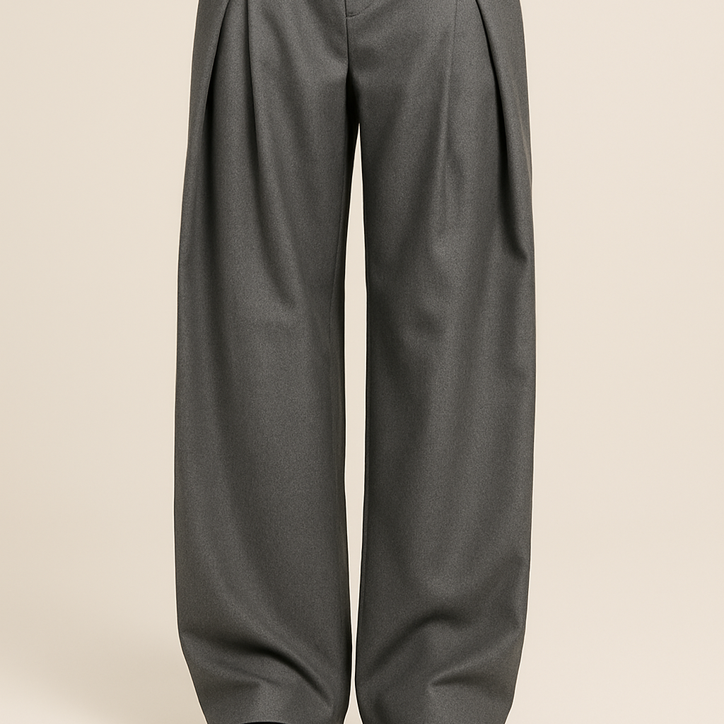 Pleated Wide-Leg Wool Trousers