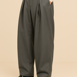 Pleated Wide-Leg Wool Trousers
