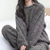 Plush Fleece Pajama Set with Long Sleeve Top