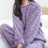 Plush Fleece Pajama Set with Long Sleeve Top