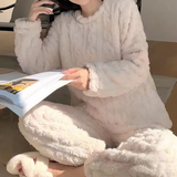Plush Fleece Pajama Set with Long Sleeve Top