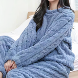 Plush Fleece Pajama Set with Long Sleeve Top