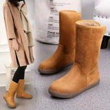 Suede Mid-Calf Boots with Round Toe