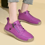 Lace-Up Sneakers with Side Zip and Stitched Sole