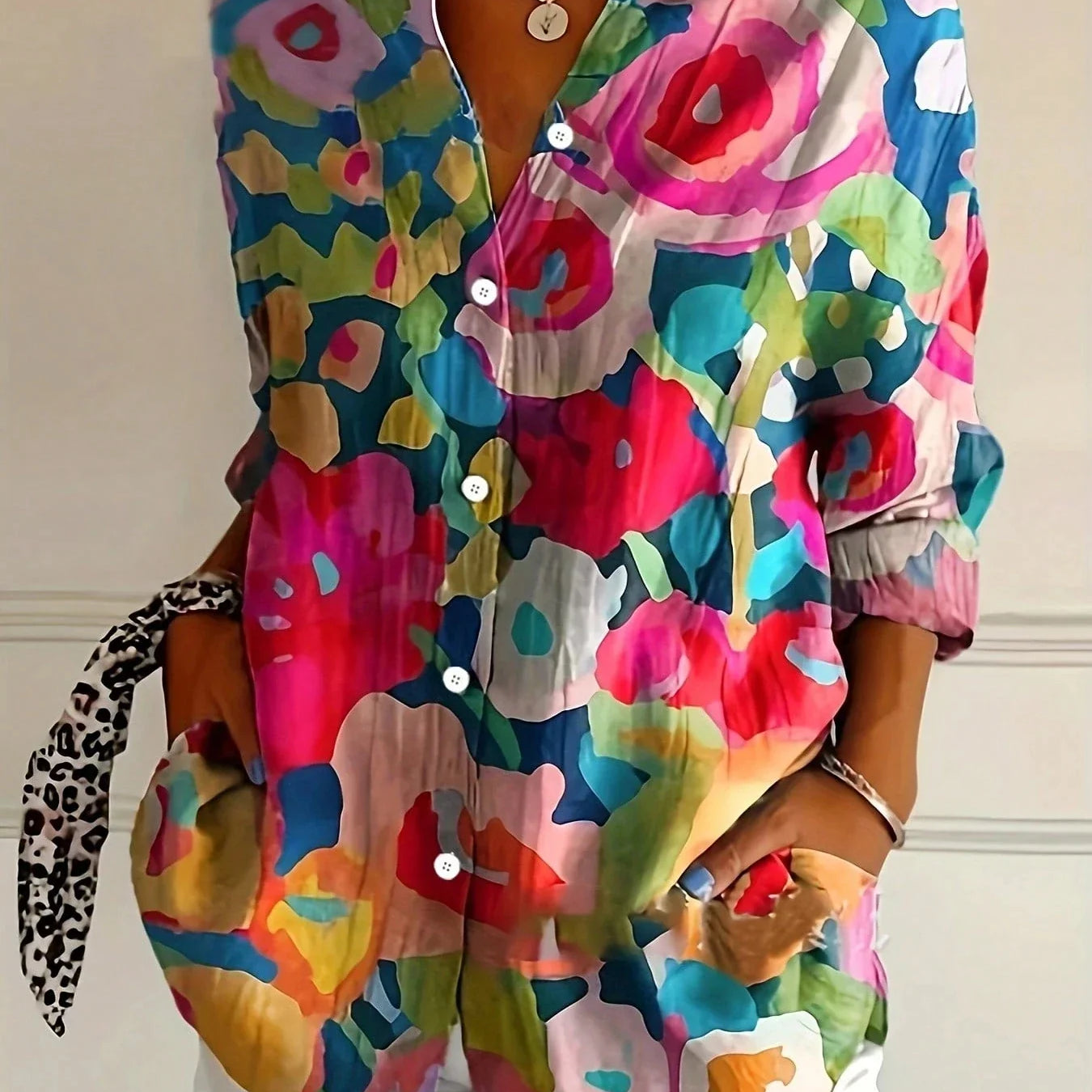 Liora | Casual Colorful Floral Button Blouse Women Shirt