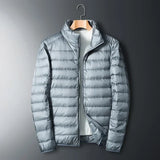 Quilted Puffer Jacket with Stand Collar and Zip Front