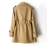 Double-Breasted Trench Coat with Drawstring Waist